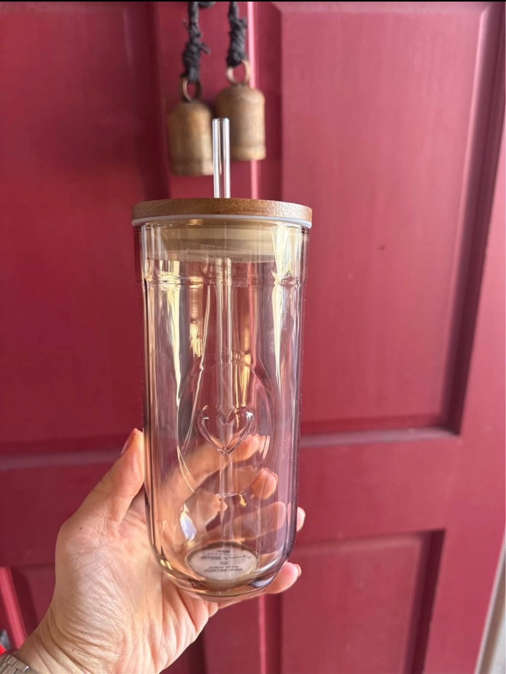 Hearth and Hand Magnolia Glass Tumbler with Bamboo Lid and Straw